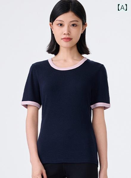 レディース Tシャツ メリノウール 短袖 トップス 接触冷感 速乾 丸首 ゆったり ミドル丈 ネイビー ピンク 紫 緑 白 グレー 日韓 カジュアル 春 オールシーズン 軽量 吸湿 再生繊維 日常使い アウトドア｜novolstore 7,377円