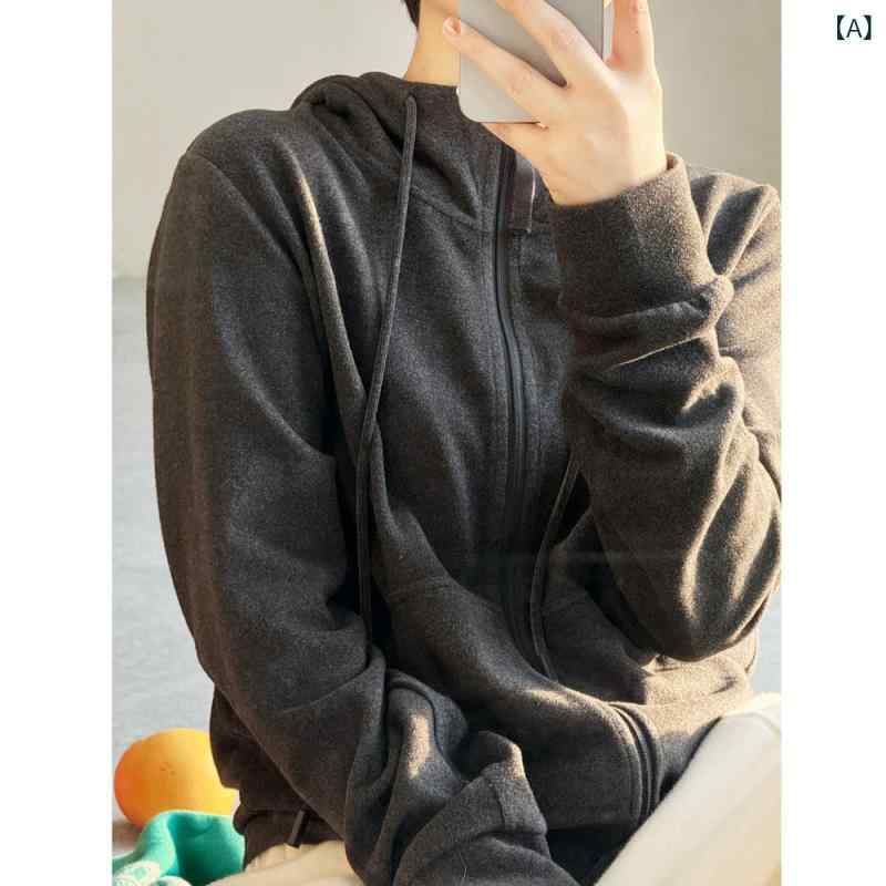 パーカー レディース 秋冬 厚手 柔らかい 快適 着痩せ 無地 フード付き ダブルファスナー 前開き 長袖 綿混紡 部屋着 デイリー カジュアル トップス|novolstore