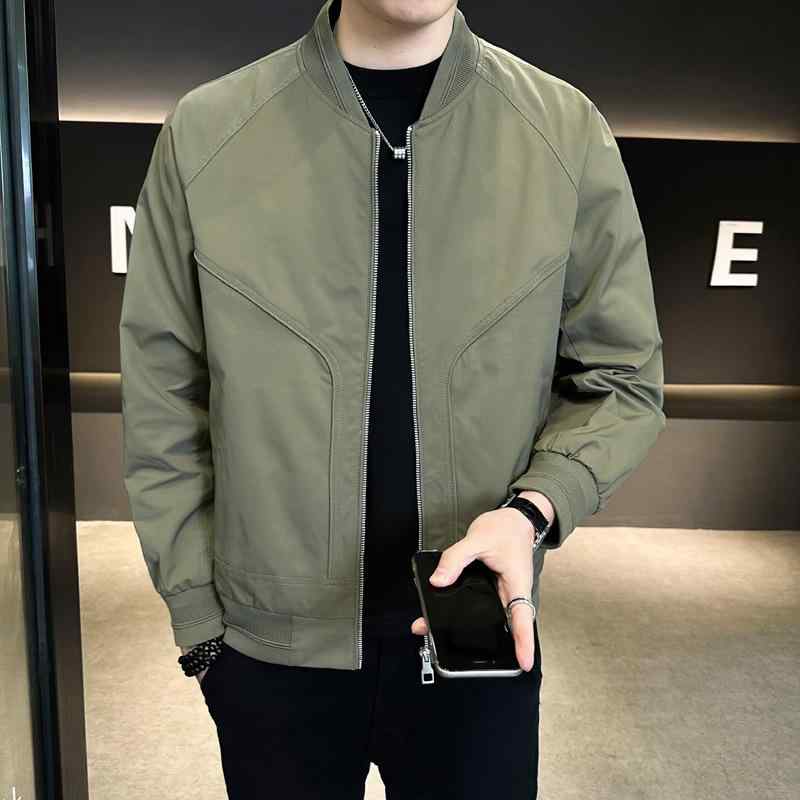 メンズ 上衣 立領 棒球服 百搭 長袖 厚地の外套 耐磨 ポリエステル 広広とした相応う ジップアップ 無帽 普通厚 無地 直裾 ジップポケット 歳月 黒 ・柑其 若い者 休? 青年時代流行病の発生 長袖 常?袖