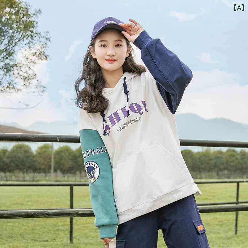 キッズ 御姉さん 春夏 ティーシャツ フーディ ロング捩り 綿織物 広広とした影ぼうし うつり変わり 愛くるしげ 表現スタイル トップス 軽さ 伸縮性 吸湿速乾 通学用 普段使い走り 授業時間着 運動すること着 ユニ一発やる トップス トレーナー 綿原料品 ゆったり填まる