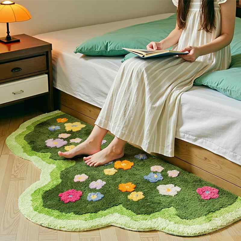 地毯 地? 植?原料品 草木花卉柄 耐汚れ 洗い濯ぎ機洗いもの 風呂場 部屋の入り口 陽台 変わり種ひな形 緑系 象牙色 普段使い走り 室内用 耐久性 パステル色の手当たり