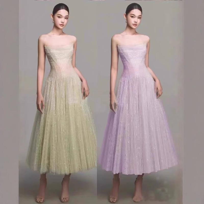 ワンピース レディース 春夏 接触冷感 ポリエステル 無袖 ストラップレス ミディ丈 フレアスカート レース シフォン スパンコール ピグメントプリント ライトブルー ライトグリーン ライトパープル 中腰 切り替え セクシー 名媛風 カジュアル 日常使い|novolstore