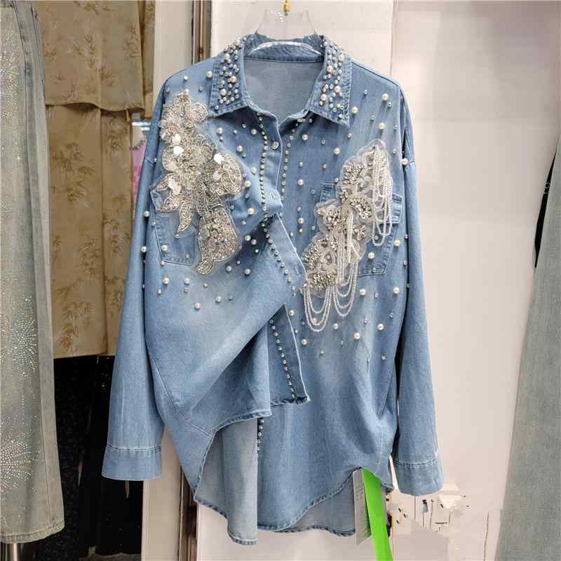 プルオーバー 成人女性用 牛仔 開衫 御花柄 ルーズフィット か細い伝達ルート 真っただ中丈 ポロ色つや シングル前胸部 伝達ルート石ころ ロング捩り 御姫様捩り カクテルドレスルー 青み 表どおり表現スタイル ユーロピアン 秋冬 通い 普段使い走り 伸縮性 吸湿速乾