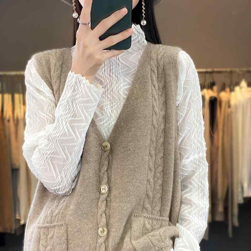 ニット レディース ベスト Vネック ノースリーブ 羊毛 ウール 秋冬 韓国風 トップス 重ね着｜novolstore