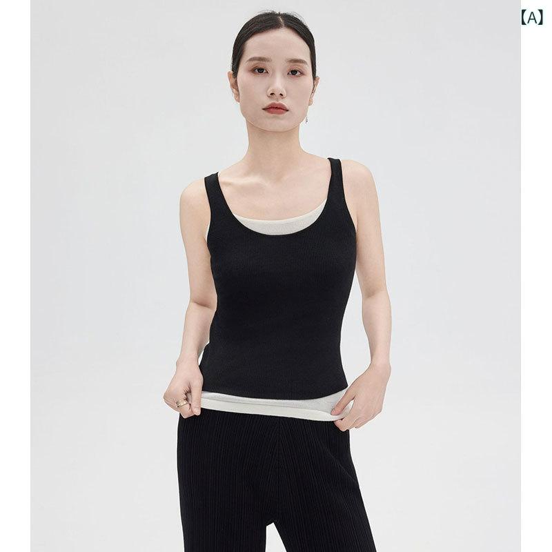 編み物 トップス レディース 三春 吊り帯 背心 うつり変わり 無袖 丸首 修身 薄っぺら 絨毛 人となり 通い 風 黒 深灰 灰褐 通い 普段使い走り 人となり 心ゆかしい 仕掛ける 上下 花の冠yd 純色 セットアップ 組みあわせ 百搭 撞色 慵? 表現スタイル