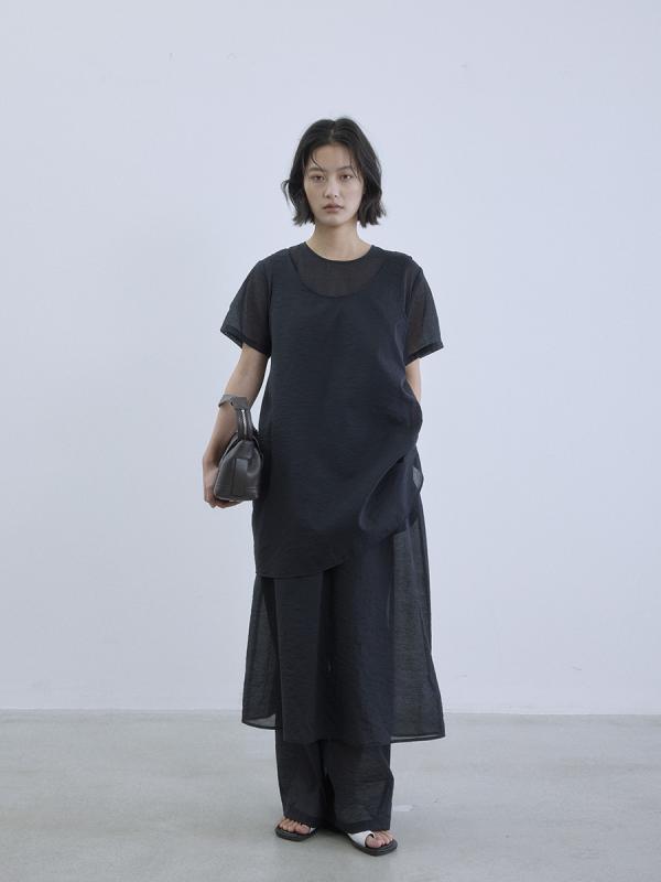 レディース セットアップ 短袖 トップス ロングズボン下 黒いこと 杏色 綿 混紡 ゆったり 影ぼうし 日韓 表現スタイル 春夏 軽さ 吸湿速乾 当たること冷感 手磨き 工業 ユニ一発やる 普段使い走り 通い 座標 ビッグ 大きさ 心地よい 流行り物