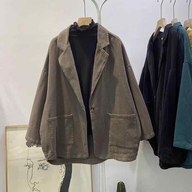 レディース コート 秋冬 春夏 復古 斜紋 綿 長袖 ワイドシルエット 小西装 外套 Vネック 上衣 ジャケット 黄色 緑 黒 灰 綿素材 中厚 ゆったり 単品 日韓 ストリート カジュアル スタイル 長袖 普通袖 西装領 切り替え｜novolstore