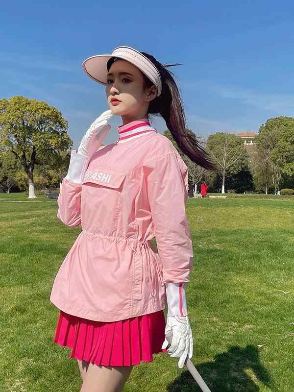 ゴルフウェア レディース 速乾 長袖 防晒 上衣 UPF50+ ピンク 百褶 スカート セット 夏 春夏 秋 化繊混紡 ナイロン スパンデックス ピンク ローズ ピンク ランニング ゴルフ テニス 運動 トレンド 軽量 伸縮性 通気性 純色 ローズレッド|novolstore