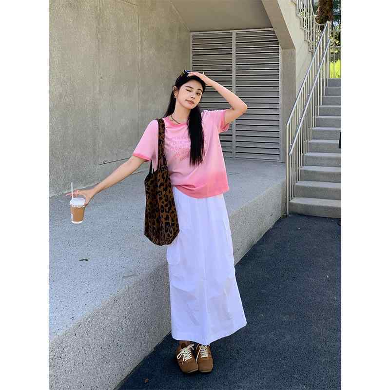 ロングスカート レディース 黒 工装系 切り替え カジュアル スリット ギャザー 着痩せ マキシ丈 春夏 普段使い｜novolstore