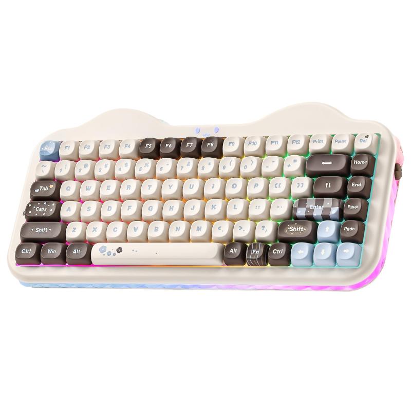 YUNZII C75 ワイヤレス メカニカルキーボード 75%レイアウト ホットスワップ対応 クリーミーキーボード NKRO PBT MOA キーキャップ RGBバックライト ガスケットマウント 可愛いケーキデザイン BT5.0/｜novolstore