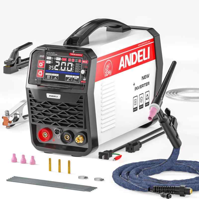 ANDELI 100V/200V 200A TIG溶接機 TIG/アーク溶接/CLEAN/パルス LEDスクリーン インバーター直流溶接機 TIG-250MPC|novolstore