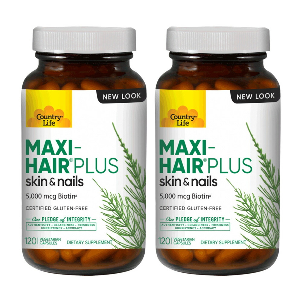 【送料無料】 2個セット ビオチン マキシヘアープラス 5000mcg PABAフリー 120粒 ベジカプセル 美容 カントリーライフ【Country Life】Maxi Hair Plus Biotin 5,000 mcg PABA-free 120 Vegicaps 2set画像
