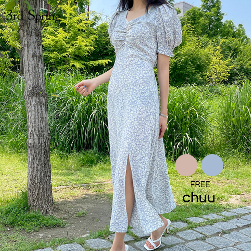 楽天市場 Chuu チュー スリットフラワーワンピース 7 15up Ka 韓国 韓国ファッション 花柄 ワンピース 半袖 夏 パフスリーブレディース ファッション 5 メール便不可 3rd Spring サードスプリング