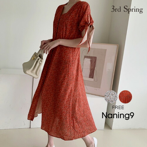 楽天市場 Naning9 ナンニング 小花柄リボン袖ワンピース 6 1up Go 韓国 韓国ファッション リボン ワンピース 夏 ロングワンピース 花柄 半袖ワンピ 花柄ワンピ 袖コンシャス レディース ファッション あす楽 メール便不可 3rd Spring サードスプリング