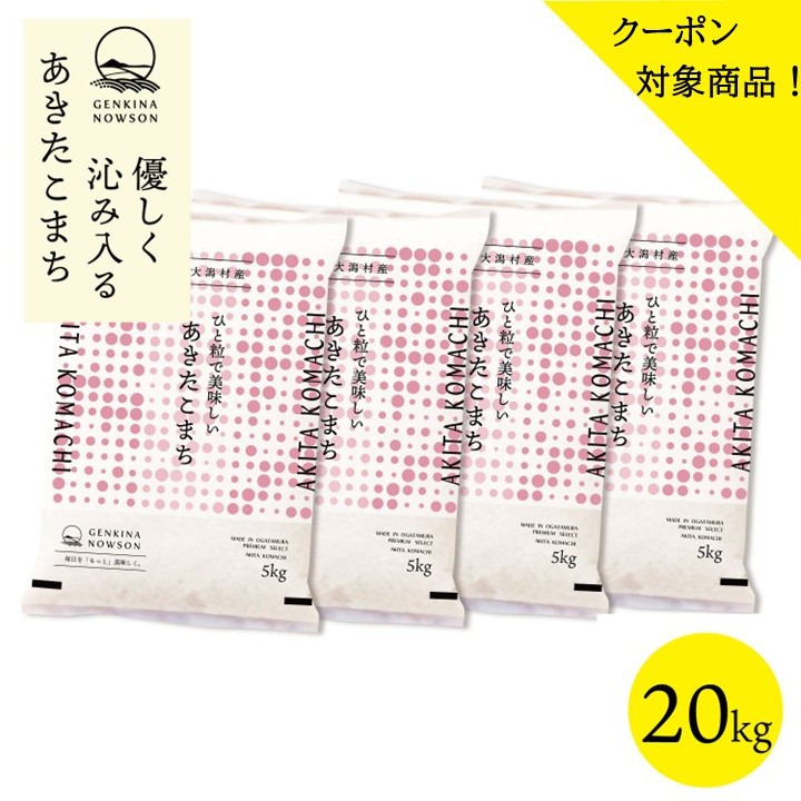 30%OFFクーポン対象!あきたこまち 20kg 送料無料 脱気包装5kg×4袋 選べる精米(白米/無洗米) 令和7年産 秋田県産 農家直送 小分|元気なNOWSON(のうそん)