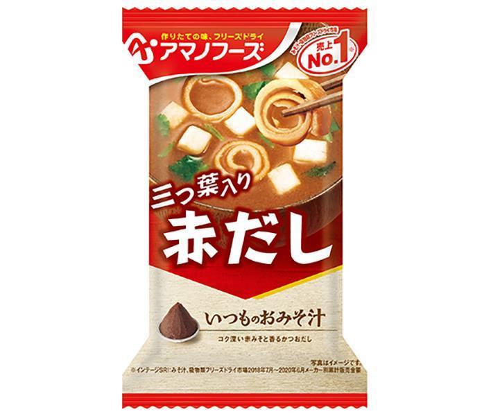 アマノフーズ フリーズドライ いつものおみそ汁 赤だし(三つ葉入り) 10食×6箱入×(2ケース)｜ 送料無料 一般食品 インスタント食品 味噌汁 即席