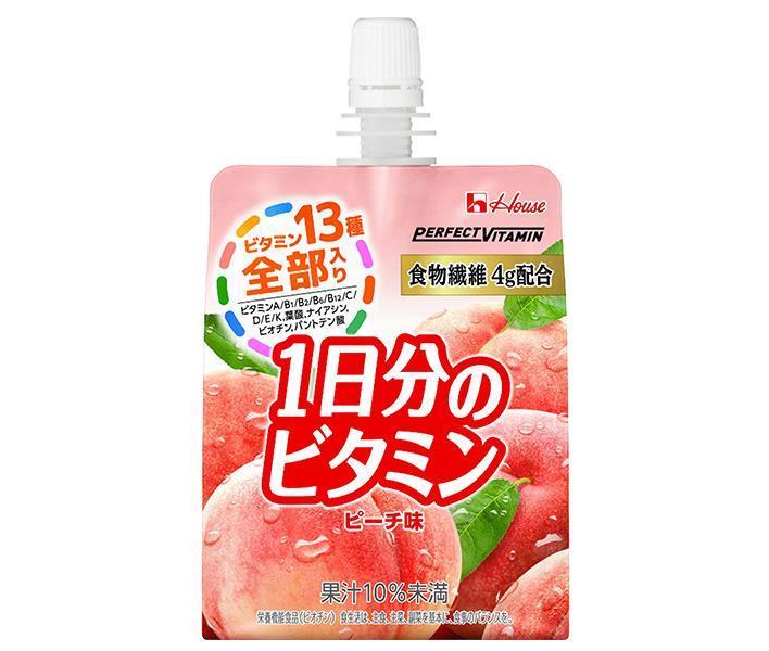 ハウスウェルネス PERFECT VITAMIN(パーフェクトビタミン) 1日分のビタミンゼリー 食物繊維 180gパウチ×24本入×(2ケース)｜ 送料無料 栄養機能食品 ゼリー飲料 ビオチン