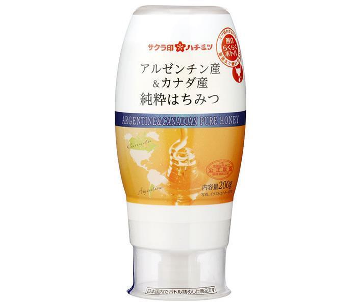加藤美蜂園 サクラ印 アルゼンチン産＆カナダ 産純粋はちみつ 200g×12本入×(2ケース)｜ 送料無料 嗜好品 シロップ はちみつ 蜂蜜