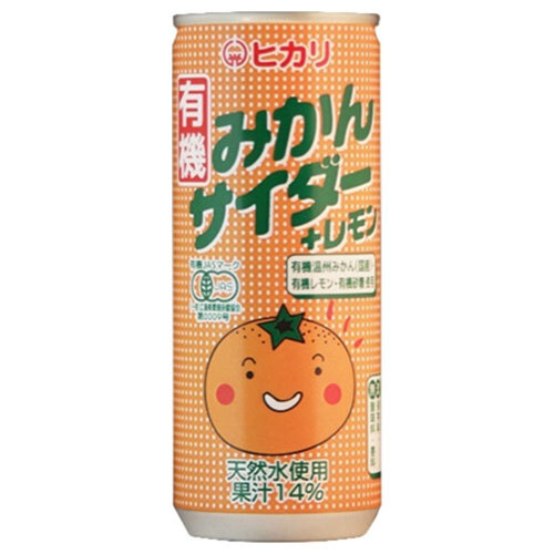 光食品 有機みかんサイダー+レモン 250ml缶×30本入×(2ケース)｜ 送料無料 炭酸飲料 果汁 缶 有機 JAS
