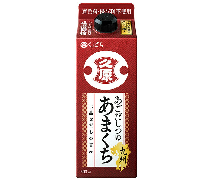 久原醤油 あごだしつゆ 九州あまくち 500ml紙パック×12本入×(2ケース)｜ 送料無料 一般食品 調味料 つゆ 甘口