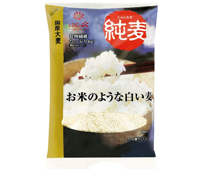 はくばく 純麦 600g×8袋入×(2ケース)｜ 送料無料 一般食品 麦 袋