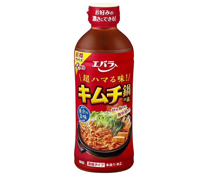 エバラ食品 キムチ鍋の素 500ml&times;12本入&times;(2ケース)｜ 送料無料 だし 鍋スープ 濃縮 キムチ 素 鍋｜のぞみマーケット店