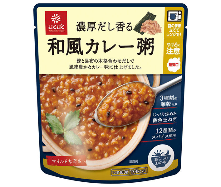 はくばく 濃厚だし香る 和風カレー粥 180g×24(8×3)袋入｜ 送料無料 一般食品 お粥 レトルト カレー味