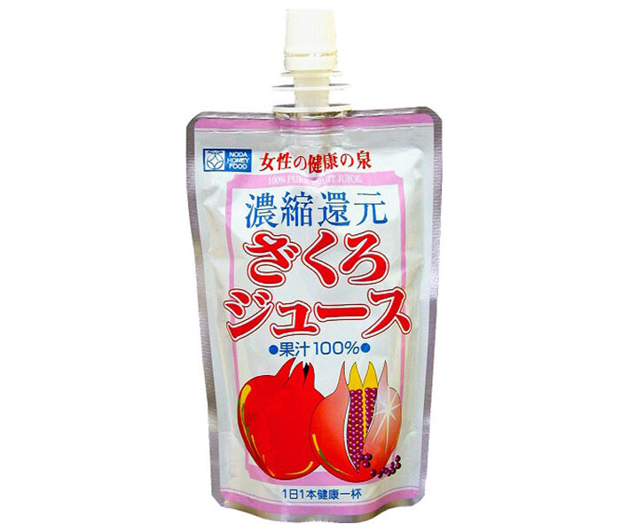 野田ハニー ざくろジュース100% 飲みきりパック 120gパウチ×24本入｜ 送料無料 ざくろ 果汁100％ ザクロ