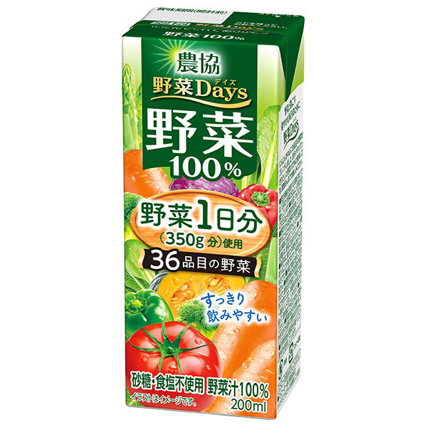 雪印メグミルク 農協 野菜Days 野菜100% 200ml紙パック×24本入×(2ケース)｜ 送料無料 野菜ジュース 食物繊維 農協