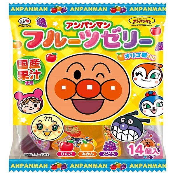 不二家 アンパンマン フルーツゼリー 14個×18袋入×(2ケース)｜ 送料無料 お菓子 ゼリー りんご みかん ぶどう
