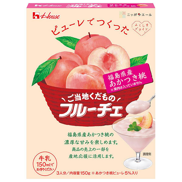 ハウス食品 ご当地くだものフルーチェ 福島県産あかつき桃 150g×30個入×(2ケース)｜ 送料無料 お菓子 おやつ デザートベース 菓子材料