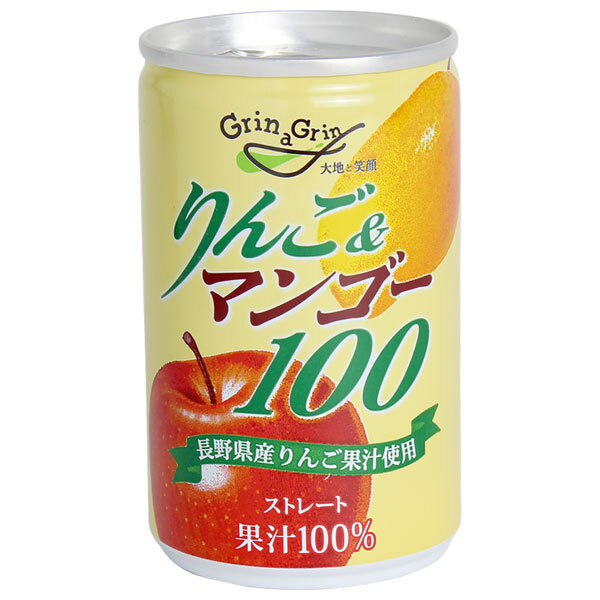 長野興農 りんご&マンゴー 160g缶×20本入×(2ケース)｜ 送料無料 果実飲料 果汁100% アップル ミックス