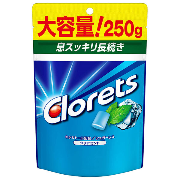 モンデリーズ・ジャパン クロレッツXP クリアミント スタンドパウチ 250g×6袋入×(2ケース)｜ 送料無料 お菓子 ガム パウチ クロレッツ Clorets ミント