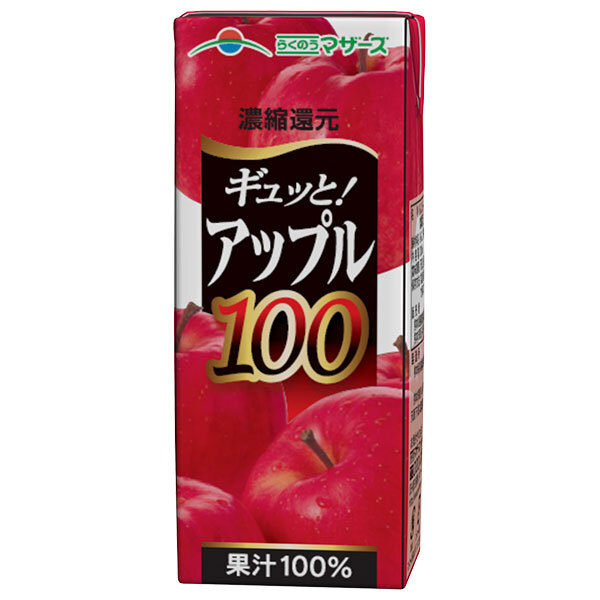 らくのうマザーズ アップル100 200ml紙パック×24本入×(2ケース)｜ 送料無料 果実飲料 りんご 果汁 紙パック