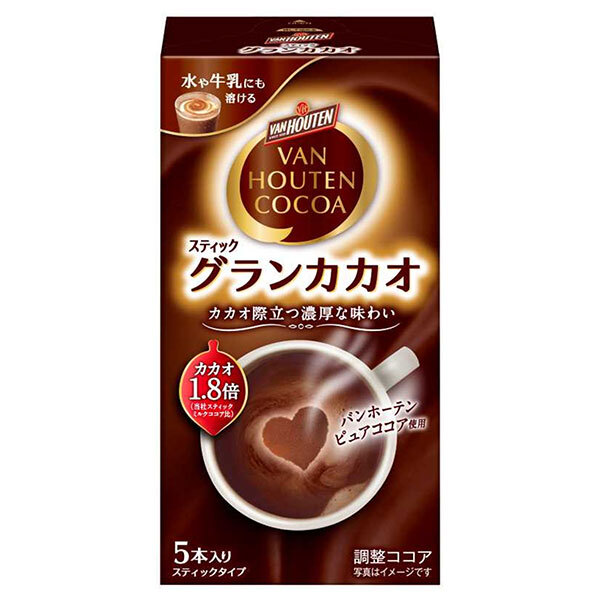 片岡物産 バンホーテン グラン カカオ (18g×5本)×30個入｜ 送料無料 嗜好品 インスタント 粉末ドリンク スティック 調整ココア