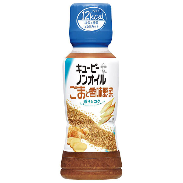 キューピー ノンオイルごまと香味野菜 180mlペットボトル×12本入×(2ケース)｜ 送料無料 調味料 食品 ドレッシング PET