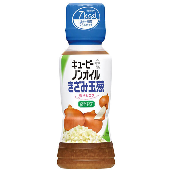 キューピー ノンオイルきざみ玉葱 180mlペットボトル×12本入×(2ケース)｜ 送料無料 調味料 食品 ドレッシング PET