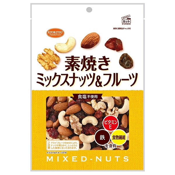 共立食品 素焼き ミックスナッツ&フルーツ 徳用 180g×12袋入×(2ケース)｜ 送料無料 お菓子 おつまみ ナッツ ビタミンE 食物繊維 食塩不使用