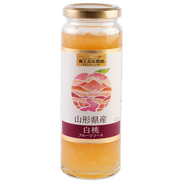 和歌山産業 蔵王高原農園PREMIUM 山形県産 白桃フルーツソース 215g×12本入｜ 送料無料 調味料 フルーツ ソース 果物 桃 ピーチ