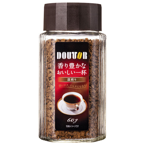 ドトールコーヒー 香り豊かなおいしい一杯 深煎り 60g瓶&times;12本入&times;(2ケース)｜ 送料無料 嗜好品 インスタントコーヒー 珈琲 瓶｜のぞみマーケット店