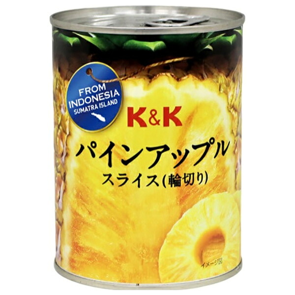 国分 K&K インドネシアパイン スライス ラベル 565g缶×24個入×(2ケース) メーカー 問屋直送｜ 送料無料 缶づめ 缶詰 果物 フルーツ くだもの