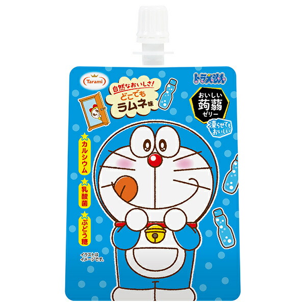 たらみ ドラえもん おいしい蒟蒻ゼリー ラムネ味 130gパウチ×30本入×(2ケース)｜ 送料無料 ゼリー飲料 こんにゃく パウチ ラムネ カルシウム 乳酸菌 ぶどう糖