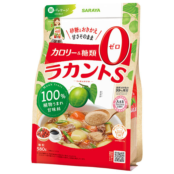 サラヤ ラカントS 顆粒 580g×6袋入×(2ケース)｜ 送料無料 ゼロカロリー 糖類ゼロ 甘味料 顆粒
