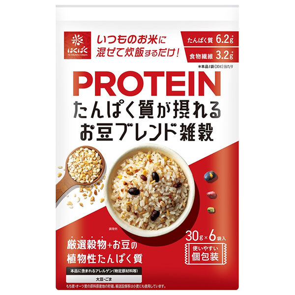 はくばく たんぱく質が摂れる お豆ブレンド雑穀 180g×6袋入×(2ケース)｜ 送料無料 雑穀米 炊飯用 たんぱく質 お豆