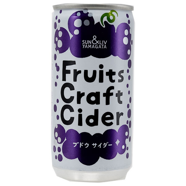 山形食品 FruitsCraftCider ブドウ 200ml缶×30本入×(2ケース)｜ 送料無料 ブドウ 炭酸 炭酸飲料 サイダー 葡萄
