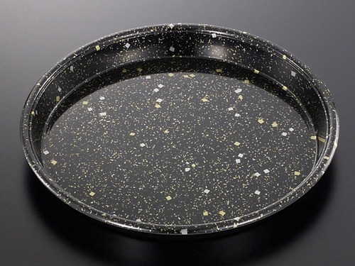 HS丸桶70 黒金箔BK 澄み切った嵌合フタ付（10枚）φ448×45粍 弥助桶 年の暮 年始 オードブル 使い捨て 持ち帰り おテイクアウト にぎり 黒 御前上等感