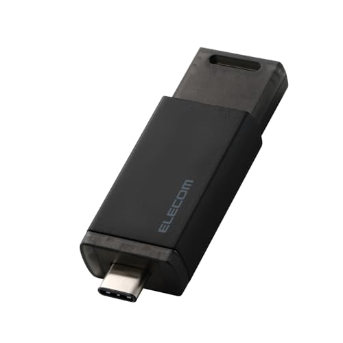 エレコム 外付けSSD USB10Gbps対応 ノック式 自動シャッター コネクタ保護 Type-C 1TB ブラック ESD-ESK1000G