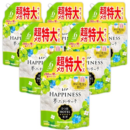 レノア ハピネス 夢ふわタッチ 柔軟剤 シャインマスカット 詰め替え用 1900mL×6袋 [大容量] [ケース品]