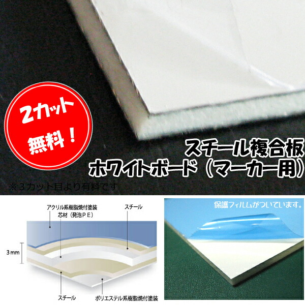 楽天市場】片面ホワイトボード板 マーカー用3mm厚1210mm×2420mm 1枚