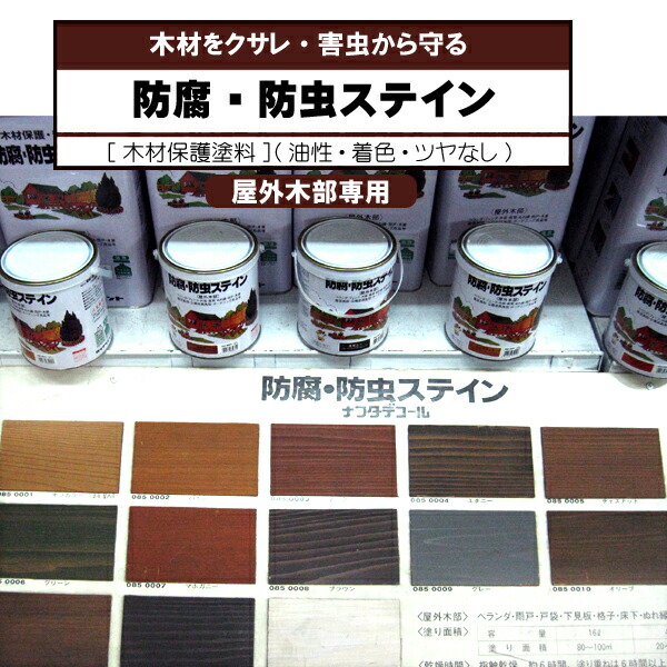 防腐・防虫ステイン 16L(各色） 木材保護塗料【油性・着色】【ロックペイント】旧・ナフタデコール
